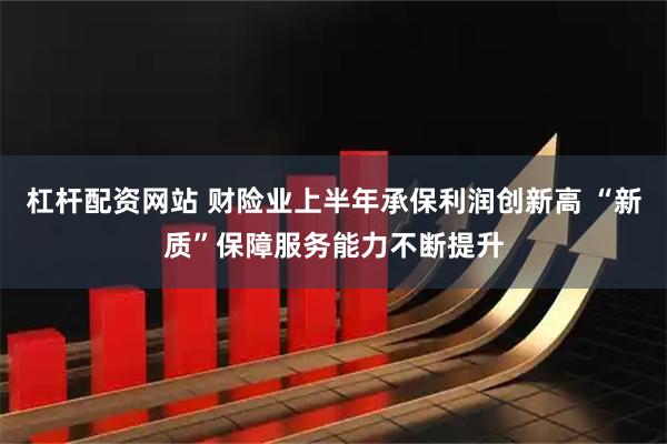 杠杆配资网站 财险业上半年承保利润创新高 “新质”保障服务能力不断提升